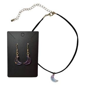 Handmade Crescent Moon Necklace & Earring Set